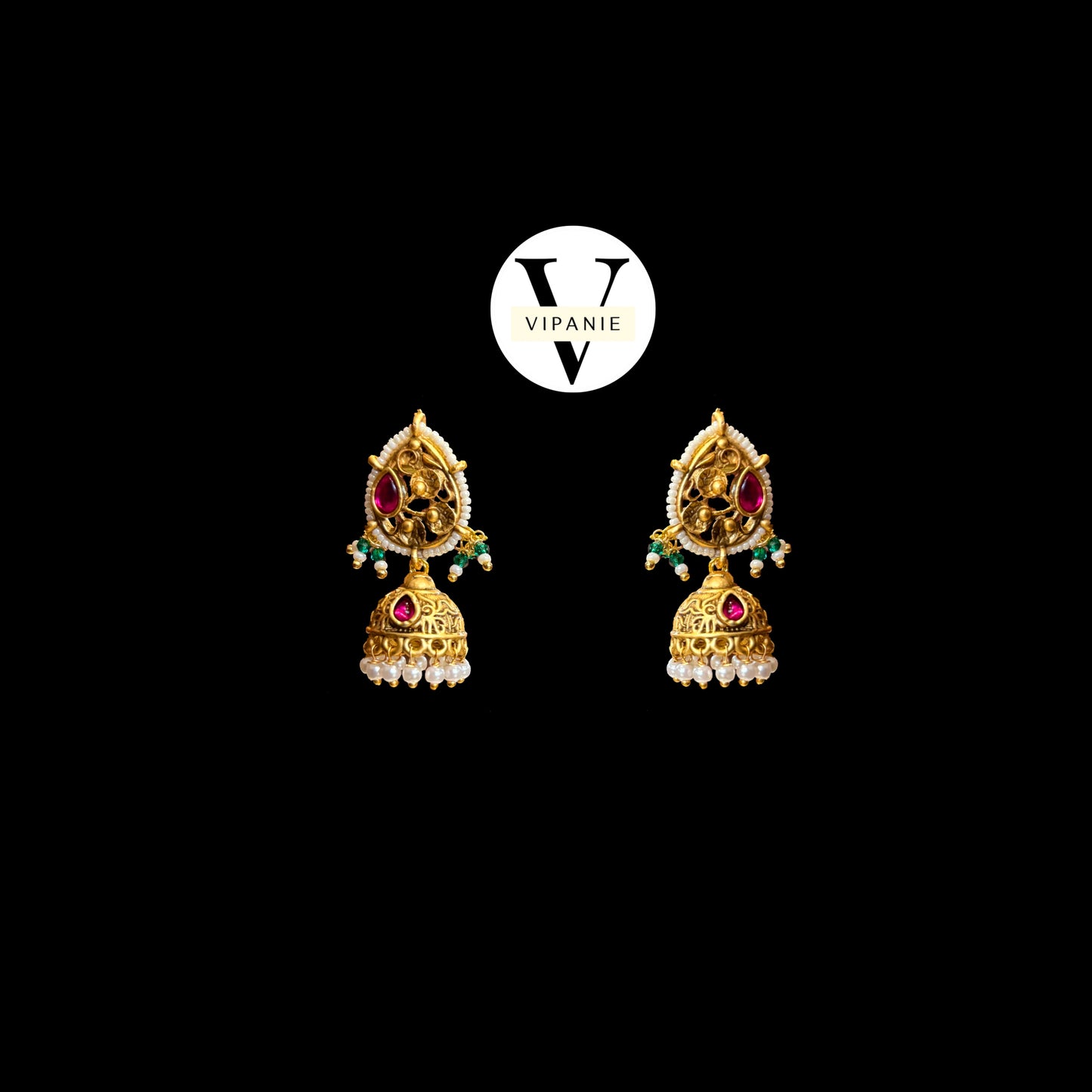 Kundan Pearl Necklace with Earrings-V1051