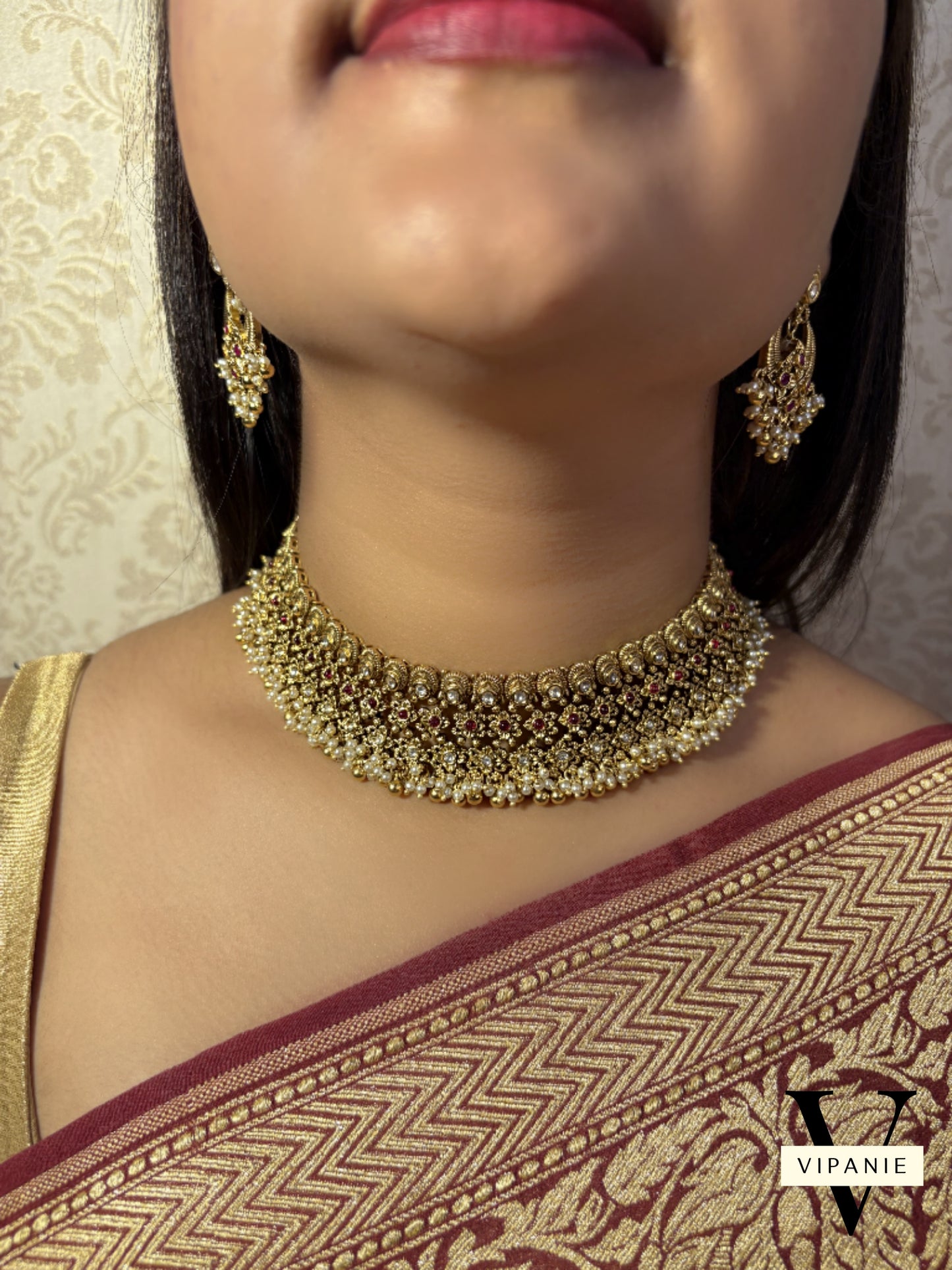 Antique Choker with Earrings-V1037