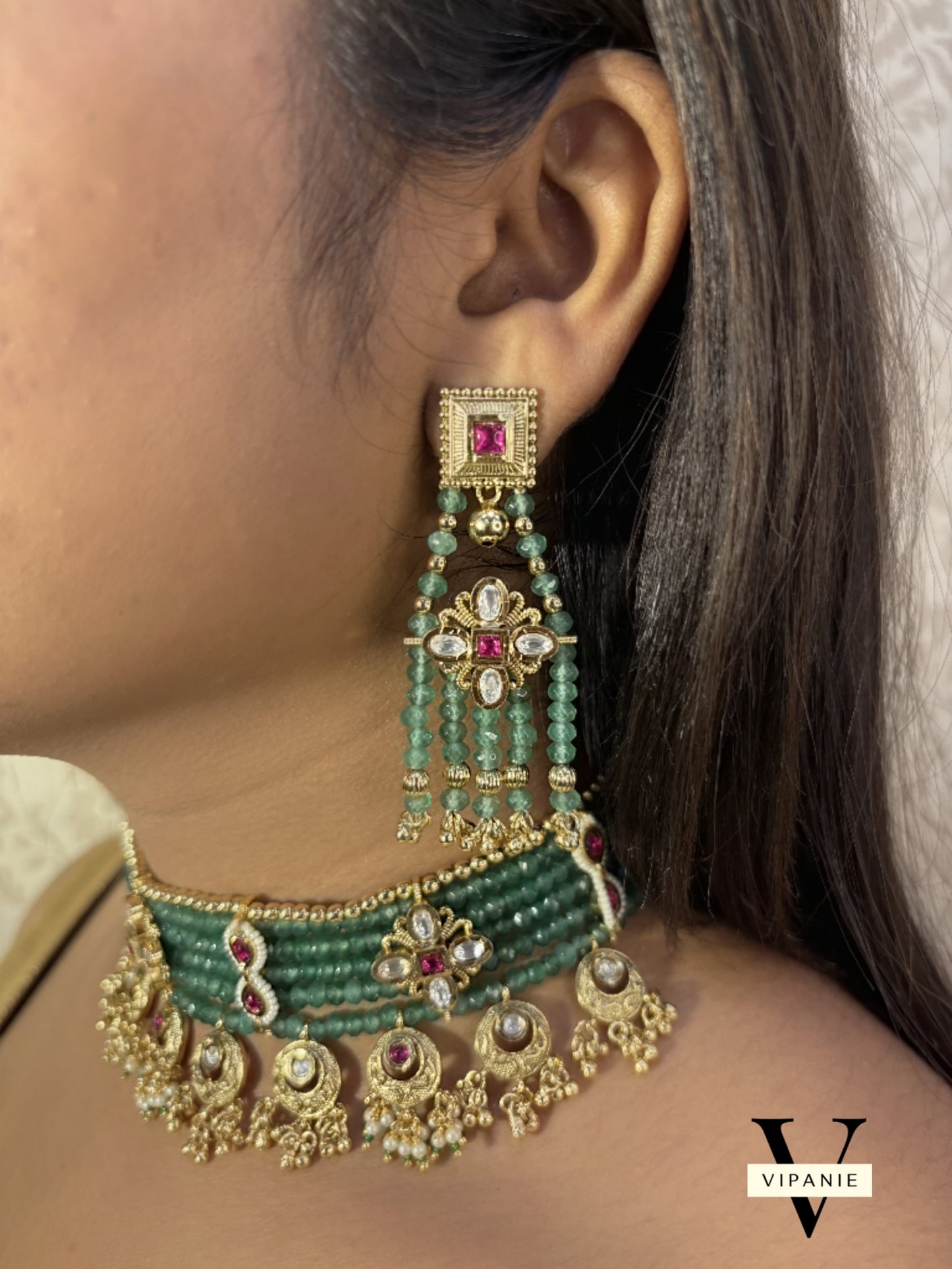 Antique Choker with Earrings-V1039