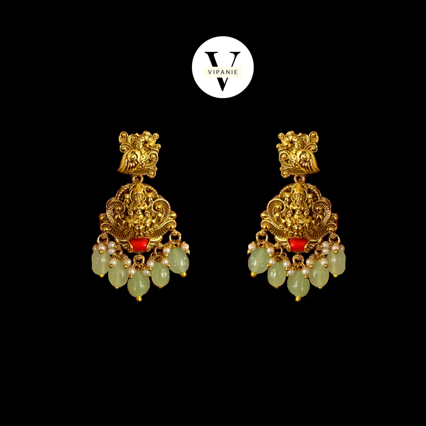 Coral Nakshi Necklace with Earrings-V1045