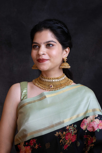 Antique Bridal Choker with Jhumkas - V1004