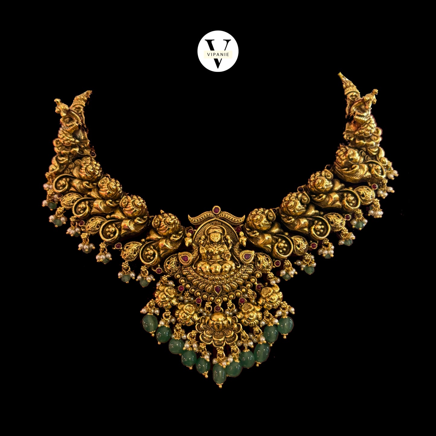 Grand Nakshi  Necklace with Jhumkas-V1046