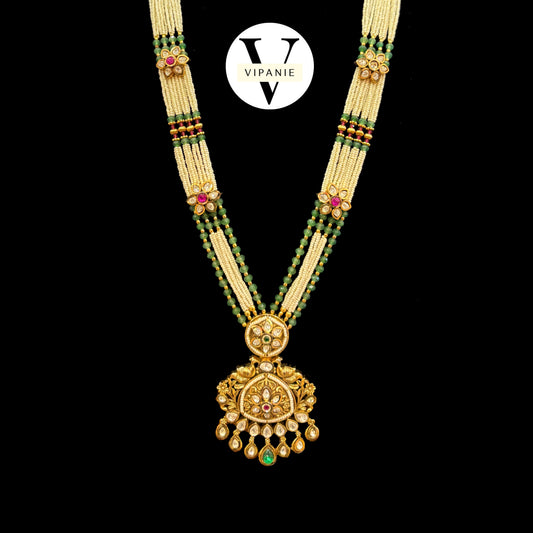 Antique White Pearl Necklace with Earrings-V1052
