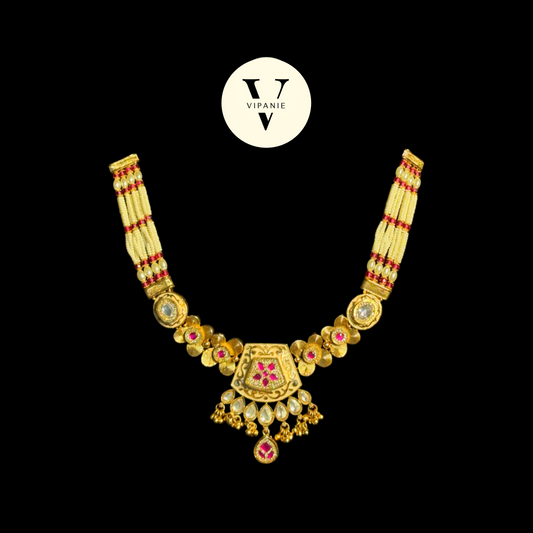 Antique pearl necklace with earrings-V1060